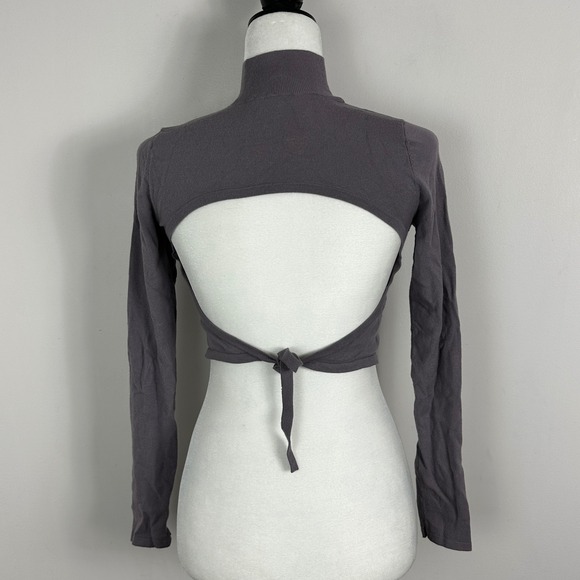 Aritzia Sunday Best Ellie Sweater Grey Womens Sz XS Mock Neck Open Back Knit Top - Picture 3 of 16